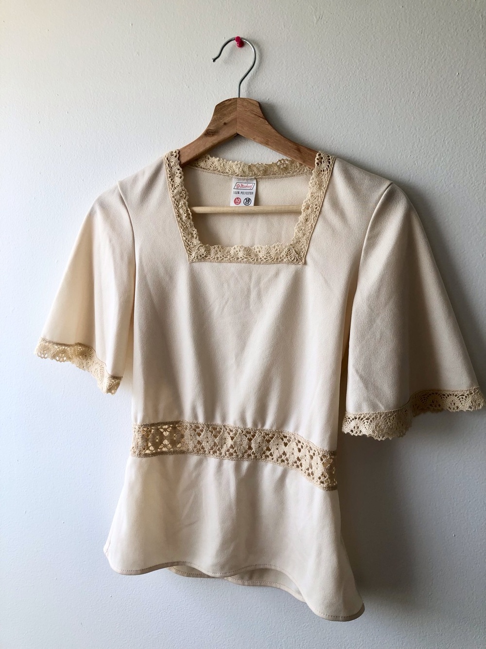 [S] STUNNING Vintage St Michael Cream Lace Top Hippie Boho 70s